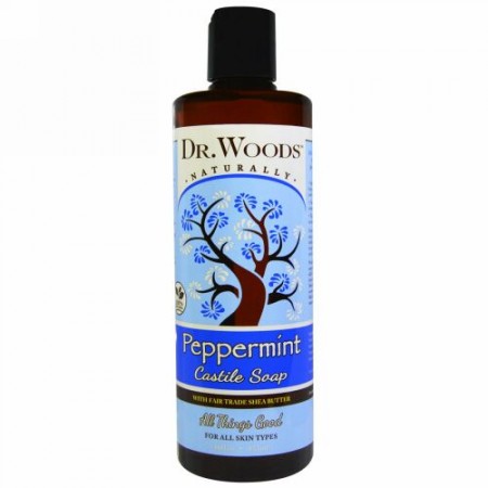 Dr. Woods, フェアトレードシアバター使用 ペパーミントカスティール石鹸, 16液量オンス（473 ml） (Discontinued Item)