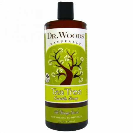 Dr. Woods, ピュアティーツリーカスティルソープ、普通肌・乾燥肌・脂肌向け32液量オンス(946ml)