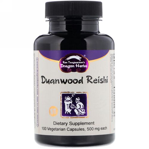 Dragon Herbs, Duanwood霊芝キノコ、500 mg、植物性カプセル100粒