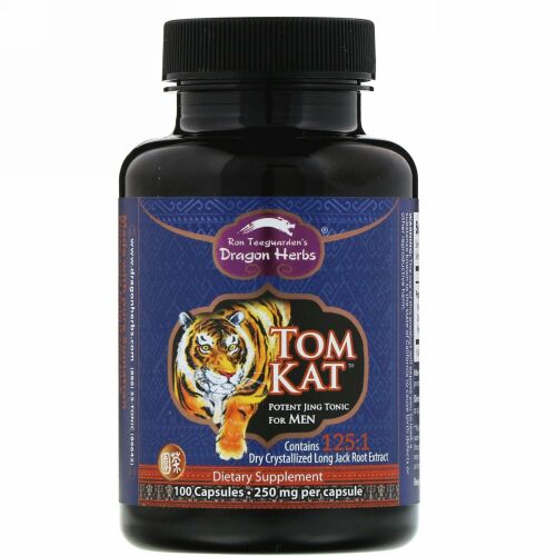 Dragon Herbs, トムキャット、男性向けの強力なジング トニック、250mg、カプセル100粒