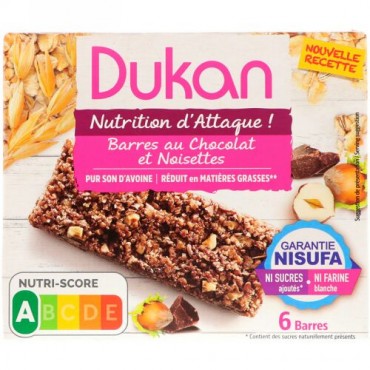 Dukan Diet, Oat Bran Chocolate Hazelnut Bars, 6 Bars, (25 g) Each (Discontinued Item)