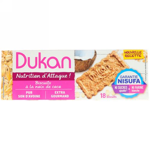 Dukan Diet, Oat Bran Cookies, Coconut, 6 Packets, 3 Cookies (37.5 g) Each (Discontinued Item)
