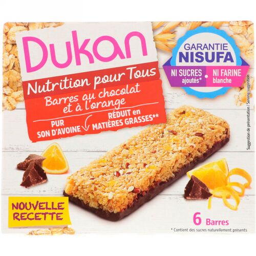 Dukan Diet, Oat Bran Orange Chocolate Bars, 5.28 oz (6 bars) (Discontinued Item)