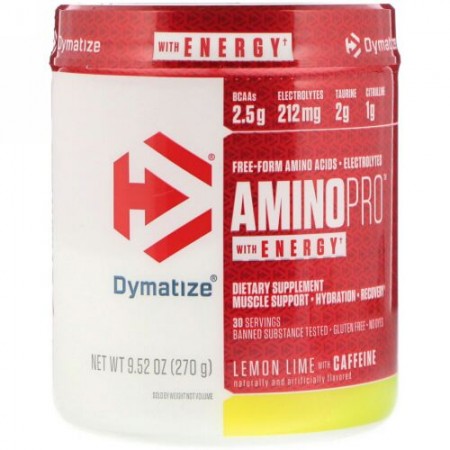 Dymatize Nutrition, アミノプロとエネルギー、レモンライムとカフェイン、9.52 oz (270 g) (Discontinued Item)