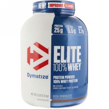 Dymatize Nutrition, エリート100%ホエイタンパク質、リッチチョコレート、5 lbs (2,270 g) (Discontinued Item)