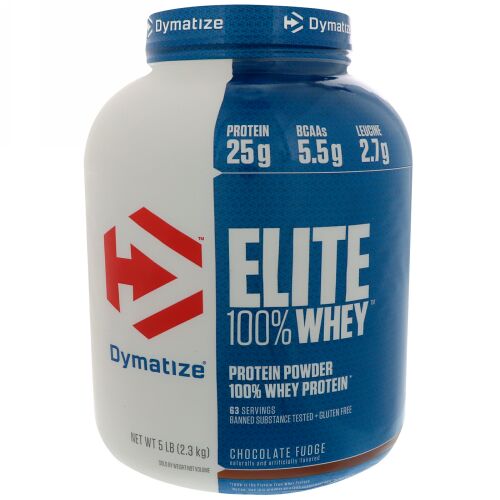 Dymatize Nutrition, エリート100％ホエイタンパク質パウダー、チョコレートファッジ、5 lbs (2.3 kg) (Discontinued Item)