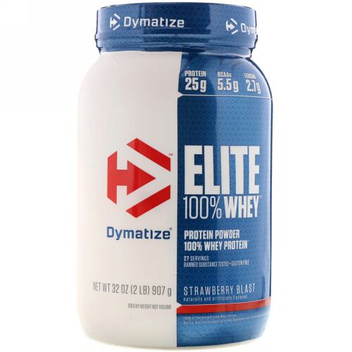 Dymatize Nutrition, エリート100％ホエイタンパク質、ストロベリーブラスト、32 oz (907 g) (Discontinued Item)