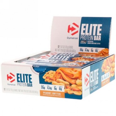 Dymatize Nutrition, エリート　プロテインバー、ピーナッツバター、12本、2.47オンス（70g） (Discontinued Item)