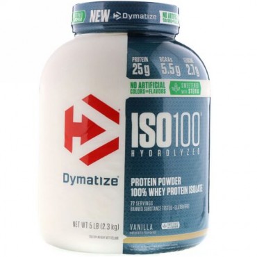 Dymatize Nutrition, ISO100加水分解、100％ホエイタンパク質アイソレート、ナチュラルバニラ、5 lbs (2.3 kg) (Discontinued Item)