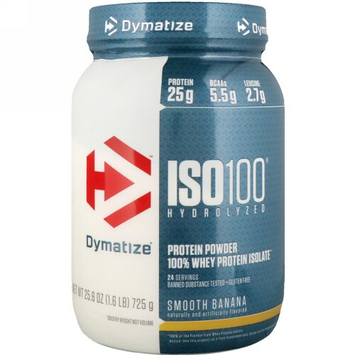 Dymatize Nutrition, ISO100加水分解,100%ホエイタンパク質アイソレート, スムーズバナナ,725g（1.6 lbs） (Discontinued Item)