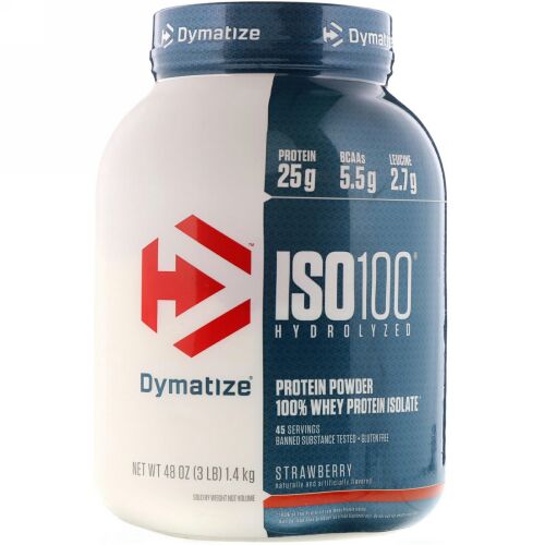 Dymatize Nutrition, ISO 100、加水分解100%ホエイタンパク質アイソレート、ストロベリー、48 oz (1.4 kg) (Discontinued Item)
