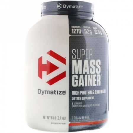 Dymatize Nutrition, Dymatize, Super Mass Gainer, Strawberry, 6 lbs (2.7 KG) (Discontinued Item)