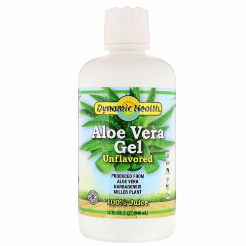 Dynamic Health  Laboratories, アロエベラジェル、100％ジュース、無香料、32 fl oz (946 ml)