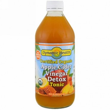 Dynamic Health  Laboratories, 認定オーガニックアップルサイダービネガーデトックストニック、16液量オンス (473 ml)