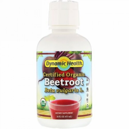 Dynamic Health  Laboratories, オーガニック認証済みビートルート、16 fl oz (473 ml) (Discontinued Item)