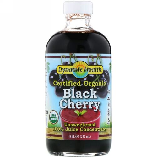 Dynamic Health  Laboratories, Certified Organic Black Cherry, 100% Juice Concentrate, Unsweetened, 8 fl oz (237 ml) (Discontinued Item)