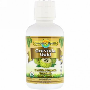 Dynamic Health  Laboratories, 認定オーガニックグラビオラゴールド、100％ジュース、16 fl oz (473 ml) (Discontinued Item)