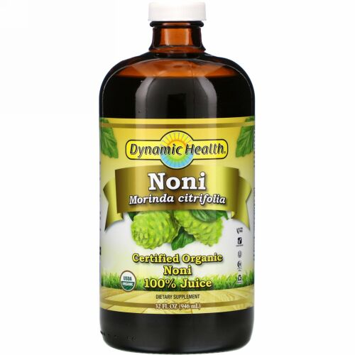 Dynamic Health  Laboratories, オーガニック認定ノニ果汁100％、946ml（32液量オンス）