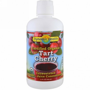 Dynamic Health  Laboratories, 認定オーガニックタルトチェリー、濃縮果汁100％、無加糖、946ml（32液量オンス）