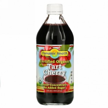 Dynamic Health  Laboratories, 認定オーガニックタルトチェリー、濃縮ジュース100％、無糖、473 ml