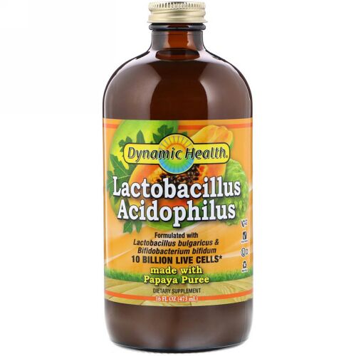Dynamic Health  Laboratories, Lactobacillus Acidophilus, Made with Papaya Puree, 16 fl oz (473 ml) (Discontinued Item)