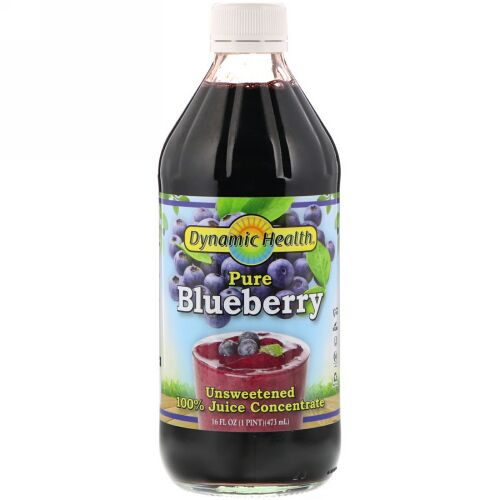 Dynamic Health  Laboratories, Pure Blueberry, 100% Juice Concentrate, Unsweetened, 16 fl oz (473 ml)