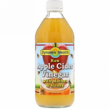 Dynamic Health  Laboratories, 未加工オーガニックリンゴ酢  (マザー＆ハニー）、16液量オンス (473 ml)