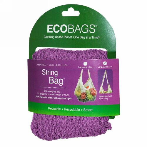 ECOBAGS, マーケットコレクション、ストリングバッグ、ロングハンドル22インチ、ラズベリー、1袋