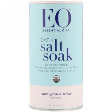 EO Products, 健康のためのバスソルト＆ソーク（Be Well Bath Salt & Soak）, ユーカリ＆アルニカ, 22オンス（623.7 g） (Discontinued Item)