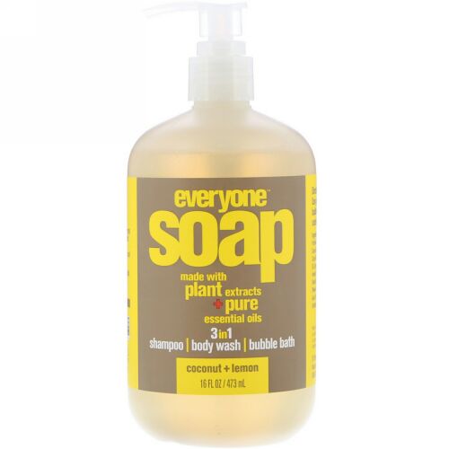 EO Products, Everyone Soap、3イン1、ココナッツ + レモン、16 fl oz (473 ml) (Discontinued Item)