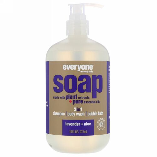 EO Products, エブリワンソープ、3イン1、ラベンダー + アロエ、16液量オンス (473 ml) (Discontinued Item)