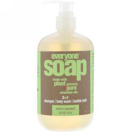 EO Products, エブリワンソープ、3イン1、ミント + ココナッツ、16液量オンス (473 ml) (Discontinued Item)