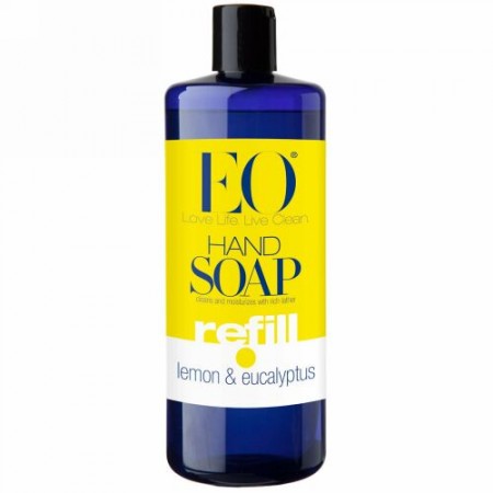 EO Products, Hand Soap, Refill, Lemon & Eucalyptus 32 fl oz (946 ml) (Discontinued Item)