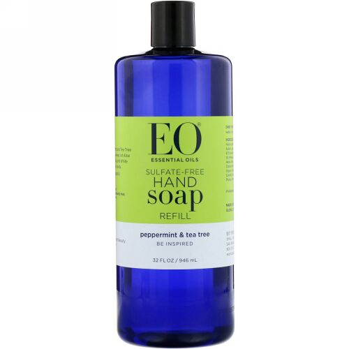 EO Products, Hand Soap Refill, Peppermint & Tea Tree, Sulfate-Free, 32 fl oz (946 ml) (Discontinued Item)