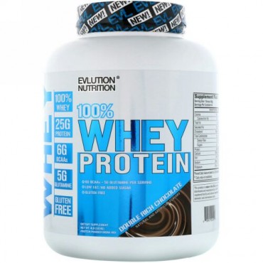 EVLution Nutrition, 100%ホエイタンパク質、ダブルリッチチョコレート、4 lb (1814 g) (Discontinued Item)