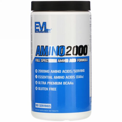 EVLution Nutrition, AMINO2000（アミノ2000）、フルスペクトルアミノ酸フォーミュラ、タブレット480粒