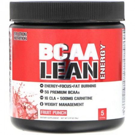 EVLution Nutrition, BCAAリーンエナジー、フルーツパンチ、1.97 oz (56 g) (Discontinued Item)