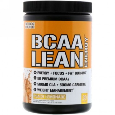 EVLution Nutrition, BCAAリーンエナジー、ピーチレモネード、13.3オンス（378g） (Discontinued Item)
