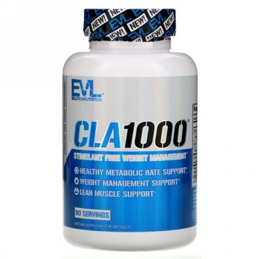 EVLution Nutrition, CLA 1000、刺激剤無添加体重管理、ソフトジェル90粒