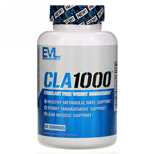 EVLution Nutrition, CLA 1000、刺激剤無添加体重管理、ソフトジェル90粒