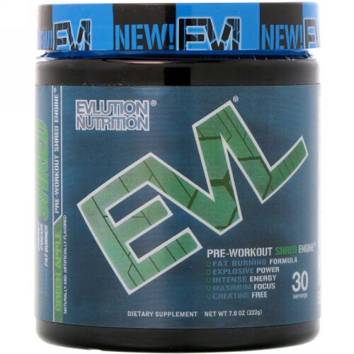 EVLution Nutrition, ENGN Shred、プレワークアウトシュレッドエンジン、グリーンアップル、7.8オンス (222 g) (Discontinued Item)
