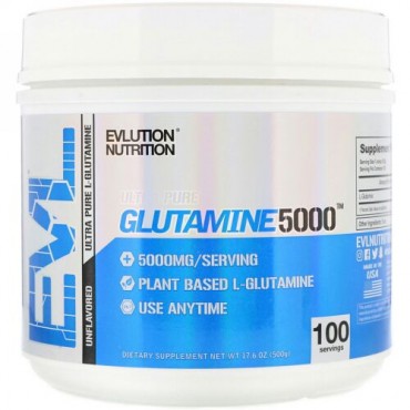 EVLution Nutrition, GLUTAMINE5000, Unflavored, 17.6 oz (500 g) (Discontinued Item)