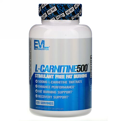 EVLution Nutrition, L-カルニチン500、カプセル120粒