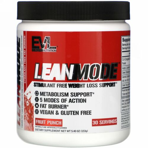 EVLution Nutrition, LeanMode（リーンモード）、刺激剤無添加ファットバーナー、フルーツポンチ、153g（5.40オンス）