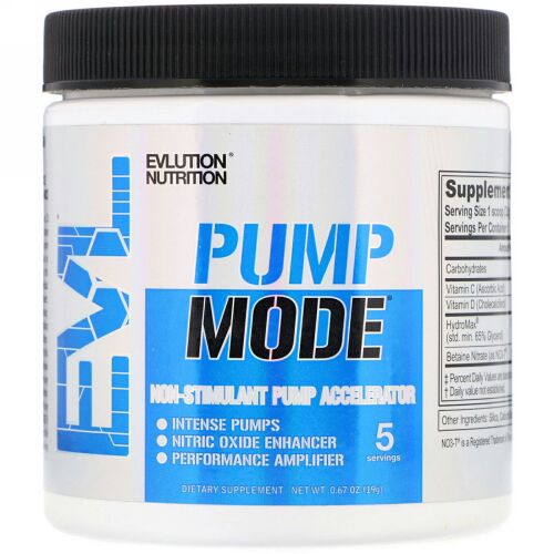 EVLution Nutrition, ポンプモード、非刺激性ポンプ加速器、0.67 oz (19 g) (Discontinued Item)