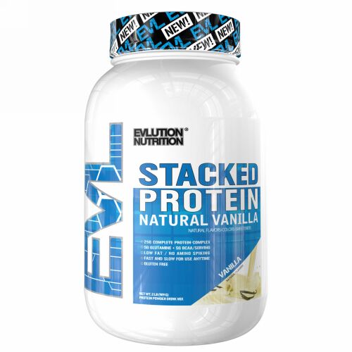 EVLution Nutrition, スタックプロテインナチュラルバニラ、2 lbs (909 g) (Discontinued Item)