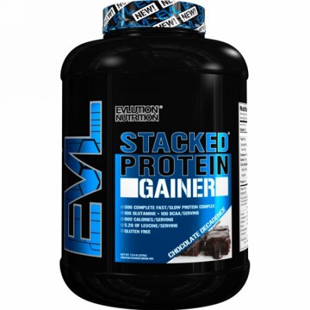 EVLution Nutrition, スタックドプロテインゲイナー、チョコレートデカダンス、7.23ポンド (3276 g) (Discontinued Item)