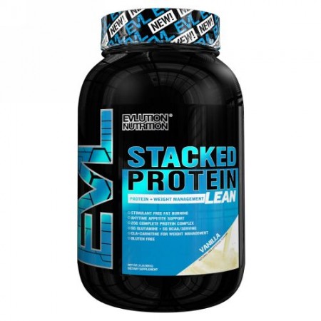 EVLution Nutrition, スタックドプロティンリーン、プロティン + 体重管理、バニラ、2ポンド (909 g) (Discontinued Item)