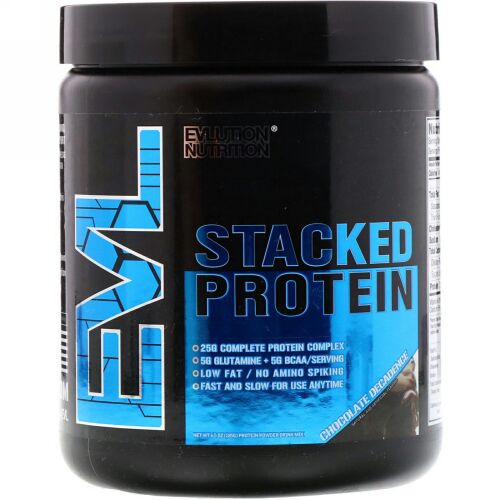 EVLution Nutrition, Stacked Protein Powder Drink Mix, Chocolate Decadence, 6.5 oz (185 g) (Discontinued Item)