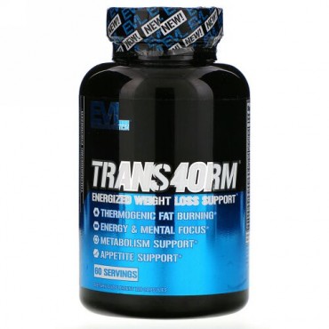 EVLution Nutrition, Trans4orm（トランスフォーム）、エナジャイズドウェイトロスサポート、カプセル120粒